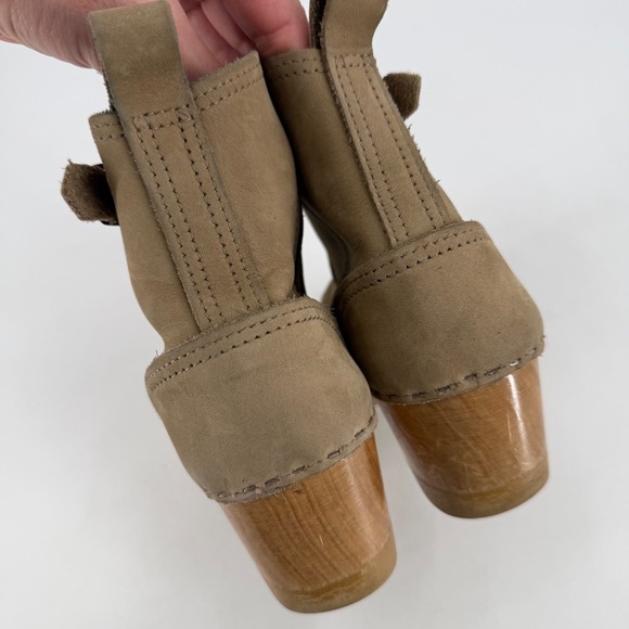 No. 6 Clog Ankle Boots Womens Size 39 Brown Leather Buckle Wood Heel Bohemian - Picture 9 of 12